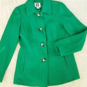 Anne Klein Kelly Green Pea Coat Gently Used